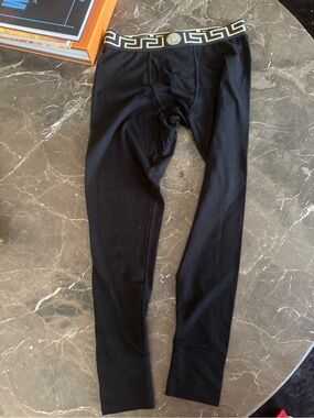 Versace Black Logo Waistband Long Johns